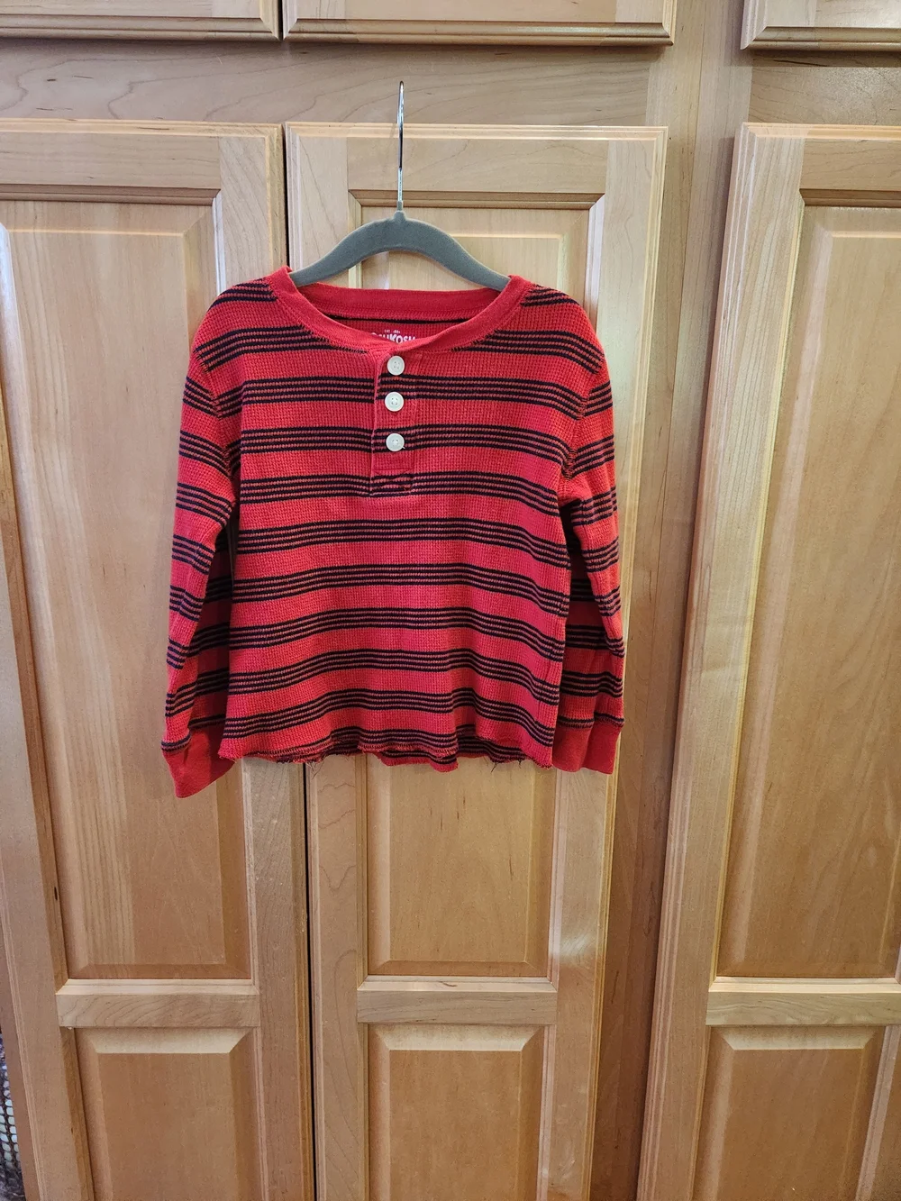 OshKosh B'gosh Red and Black Striped Long-Sleeve Henley